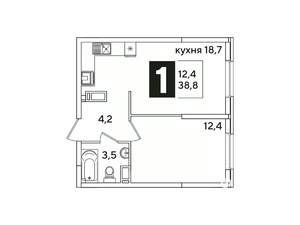 1-к квартира, вторичка, 39м2, 11/16 этаж