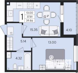 1-к квартира, вторичка, 40м2, 2/8 этаж