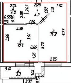 1-к квартира, вторичка, 35м2, 1/9 этаж