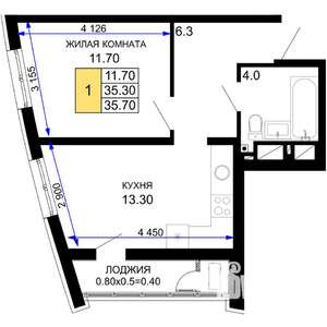 1-к квартира, вторичка, 36м2, 14/18 этаж