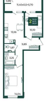 2-к квартира, вторичка, 59м2, 6/18 этаж