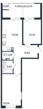 2-к квартира, вторичка, 59м2, 4/18 этаж
