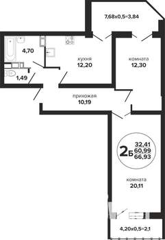 2-к квартира, вторичка, 67м2, 8/24 этаж