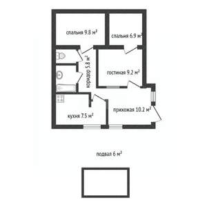 3-к квартира, вторичка, 52м2, 1/1 этаж