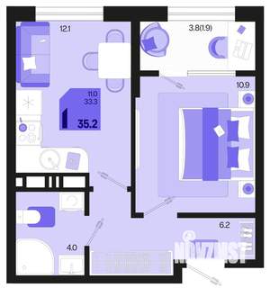 1-к квартира, вторичка, 35м2, 6/18 этаж