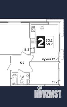 2-к квартира, вторичка, 60м2, 12/16 этаж
