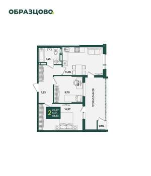 2-к квартира, вторичка, 59м2, 11/18 этаж