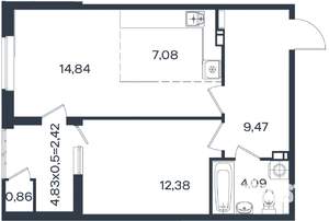2-к квартира, вторичка, 51м2, 4/18 этаж