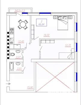 2-к квартира, вторичка, 64м2, 2/6 этаж