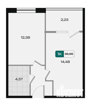 1-к квартира, вторичка, 37м2, 2/18 этаж