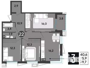3-к квартира, вторичка, 79м2, 13/18 этаж