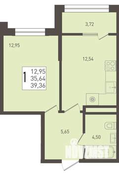 1-к квартира, строящийся дом, 39м2, 6/8 этаж