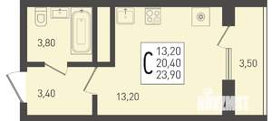 Студия квартира, строящийся дом, 24м2, 15/24 этаж