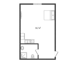 Студия квартира, вторичка, 17м2, 1/6 этаж