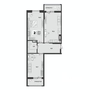 2-к квартира, строящийся дом, 64м2, 5/9 этаж