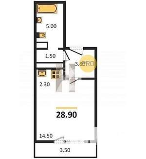 Студия квартира, вторичка, 30м2, 3/16 этаж