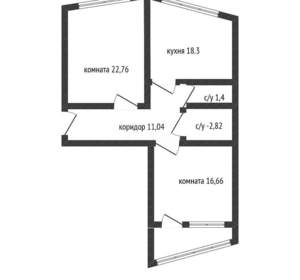 2-к квартира, вторичка, 73м2, 4/17 этаж