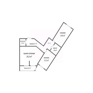 3-к квартира, вторичка, 76м2, 16/24 этаж