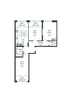 3-к квартира, вторичка, 85м2, 19/24 этаж