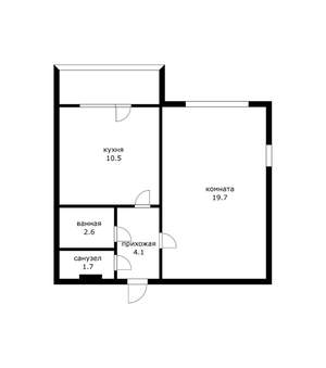 1-к квартира, вторичка, 39м2, 1/10 этаж