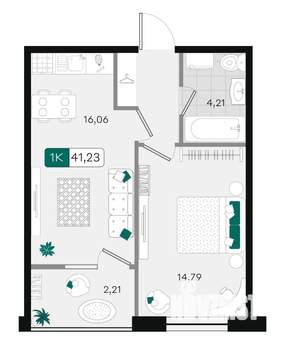 1-к квартира, вторичка, 41м2, 18/18 этаж