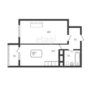 1-к квартира, вторичка, 35м2, 14/19 этаж