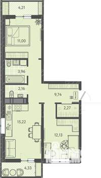 2-к квартира, вторичка, 59м2, 4/16 этаж