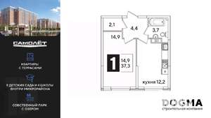 1-к квартира, вторичка, 37м2, 6/16 этаж