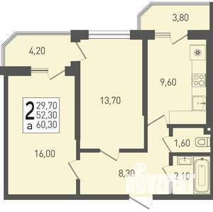 2-к квартира, вторичка, 60м2, 22/22 этаж