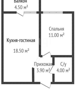1-к квартира, вторичка, 39м2, 22/23 этаж