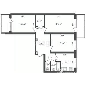 3-к квартира, вторичка, 63м2, 7/9 этаж