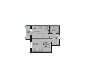 1-к квартира, вторичка, 41м2, 3/18 этаж