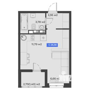 Студия квартира, строящийся дом, 27м2, 3/5 этаж