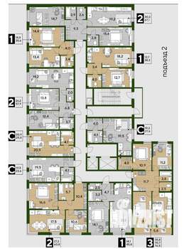 2-к квартира, вторичка, 61м2, 2/16 этаж