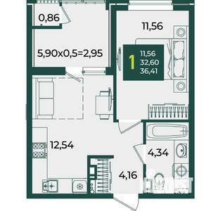 1-к квартира, вторичка, 36м2, 7/18 этаж