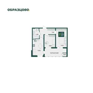 2-к квартира, вторичка, 55м2, 6/18 этаж