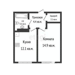 1-к квартира, вторичка, 37м2, 14/16 этаж
