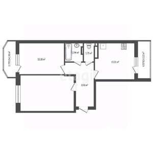 2-к квартира, вторичка, 59м2, 3/21 этаж