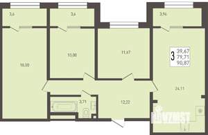 3-к квартира, вторичка, 91м2, 1/8 этаж