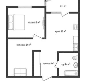 1-к квартира, вторичка, 41м2, 16/24 этаж