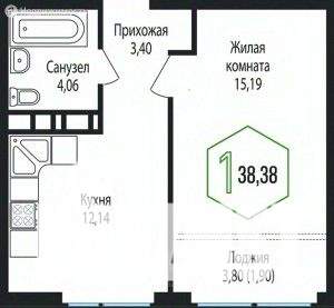 1-к квартира, вторичка, 38м2, 10/24 этаж