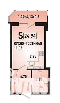 Студия квартира, вторичка, 25м2, 11/18 этаж