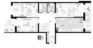 3-к квартира, вторичка, 91м2, 8/16 этаж