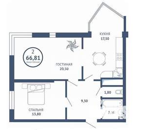 2-к квартира, вторичка, 70м2, 6/24 этаж