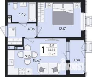 1-к квартира, вторичка, 38м2, 6/8 этаж