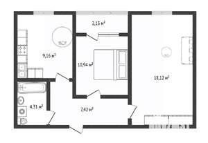 2-к квартира, вторичка, 50м2, 21/25 этаж