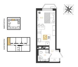 Студия квартира, строящийся дом, 25м2, 5/18 этаж