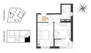 1-к квартира, вторичка, 37м2, 6/9 этаж