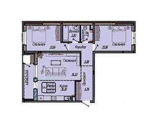 3-к квартира, вторичка, 73м2, 7/9 этаж