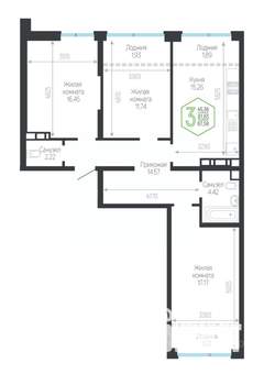 3-к квартира, вторичка, 88м2, 9/24 этаж